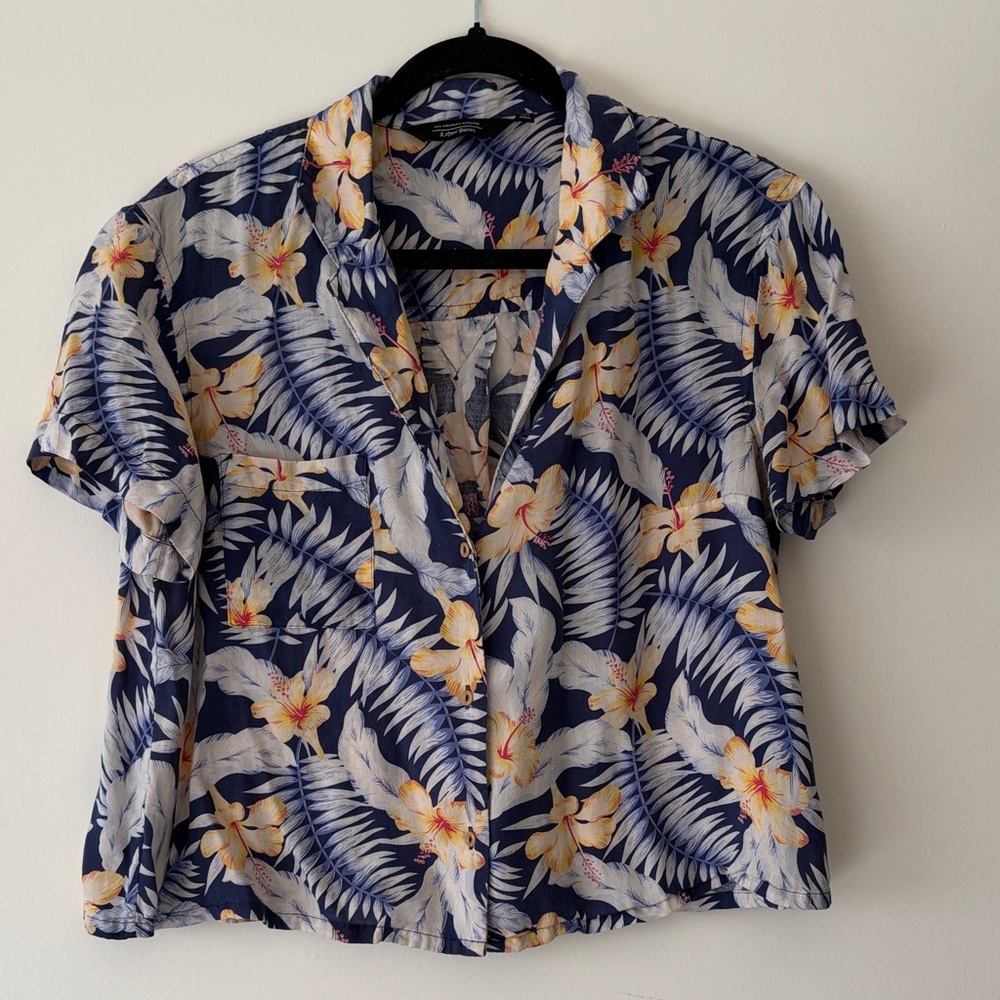 & Other Stories Blue and Yellow Floral Button Down Shirt